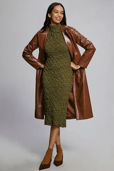 Платье миди Maeve с короткими рукавами и фактурной текстурой, зеленый