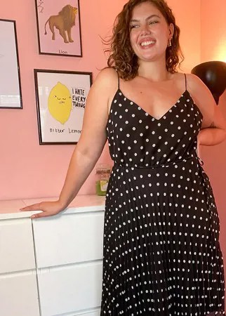 Платье миди в горошек на бретельках ASOS DESIGN Curve-Многоцветный