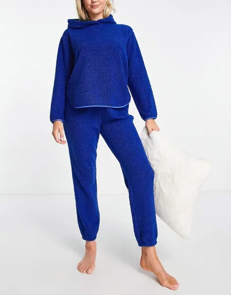 Темно-синий комплект из худи и джоггеров ASOS DESIGN lounge borg