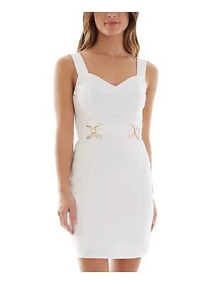 BCX Женское белое мини-коктейльное облегающее платье на молнии с украшением для подростков 15