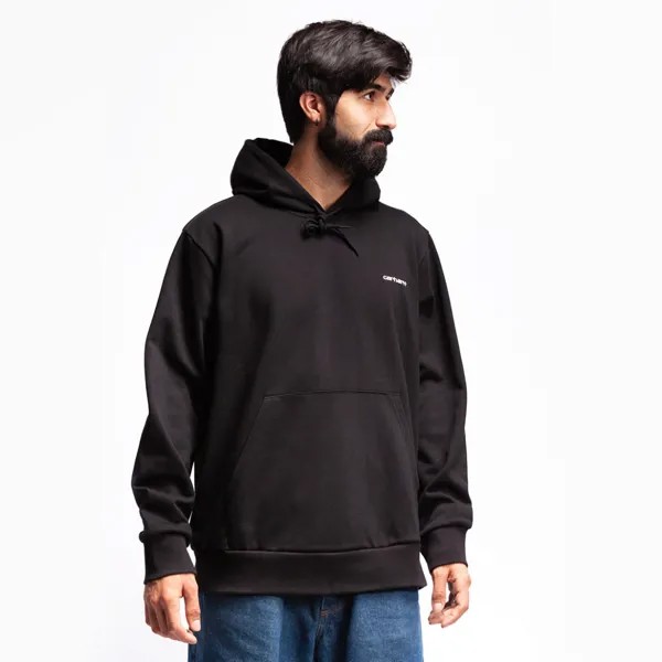 Толстовка с капюшоном CARHARTT WIP Hooded Script Embroidery Sweatshirt Black / White 2021