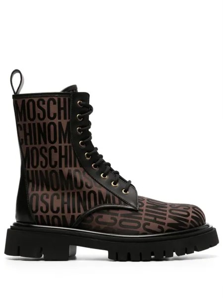 Moschino ботинки с логотипом, коричневый