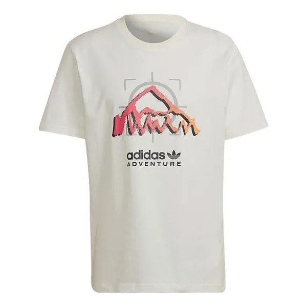 Футболка Adidas originals Mountain Peak Alphabet Logo Printing Round Neck Casual Short Sleeve White T-Shirt, Белый