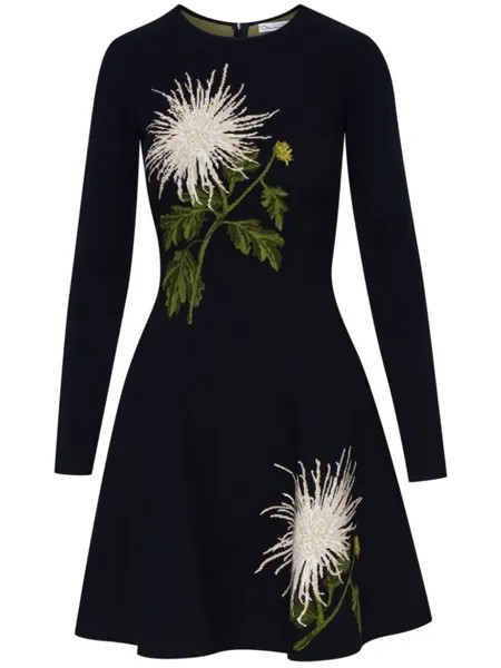 Oscar de la Renta жаккардовое платье мини Chrysanthemum, синий