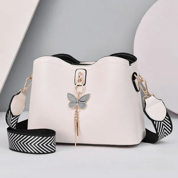 Женская сумка Single Shoulder Bag 2023 Новая мода Универсальная сумка-ведро Женская широкая плечевая лента Bowknot Lady s Bag