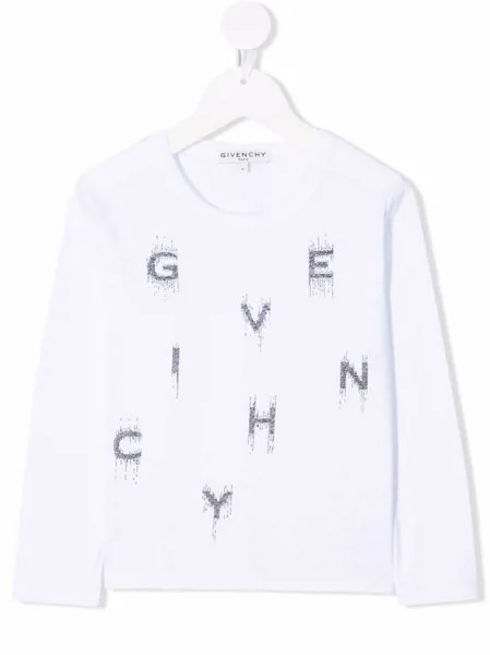 Givenchy Kids футболка с логотипом и кристаллами