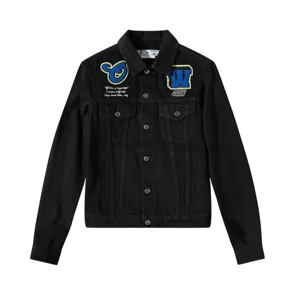 Джинсовая куртка Off-White Varsity Patch, цвет Черный/синий