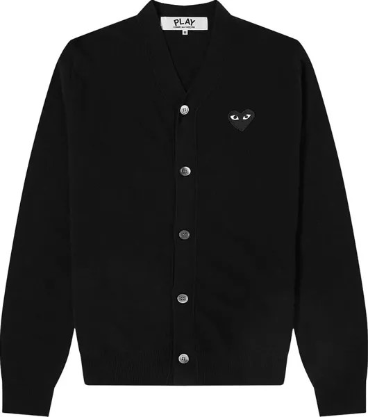 Кардиган Comme des Garçons PLAY Heart Patch V-Neck Cardigan 'Black', черный