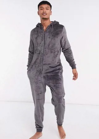 Темно-серый флисовый комбинезон ASOS DESIGN