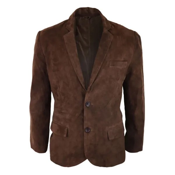 Мужская куртка замшевая винтажный карманный уличный пиджак коричневый