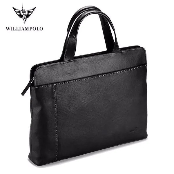 Новый кожаный деловой портфель Williampolo, повседневная сумка-мессенджер на ремне для мужчин, портативная дорожная сумка