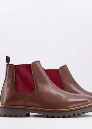 Коричневые кожаные ботинки челси на массивной подошве Silver Street-Коричневый цвет
