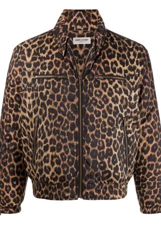 Saint Laurent бомбер с леопардовым принтом