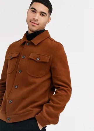 Куртка в стиле вестерн с добавлением шерсти ASOS DESIGN-Коричневый