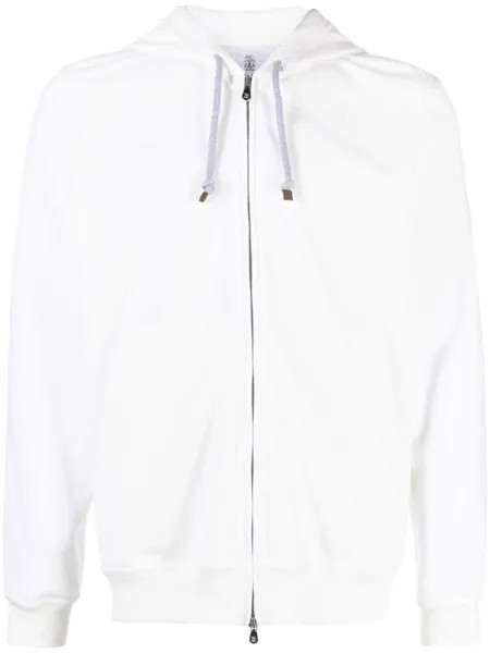 Brunello Cucinelli худи на молнии с кулиской, белый