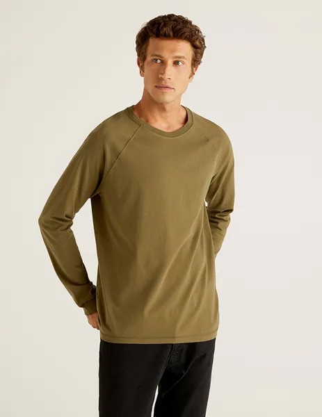 Лонгслив мужской United Colors of Benetton 21A_3URFJ1AI2 зеленый XL