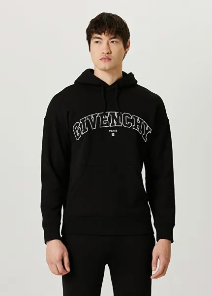 Черный свитшот с капюшоном и вышитым логотипом Givenchy