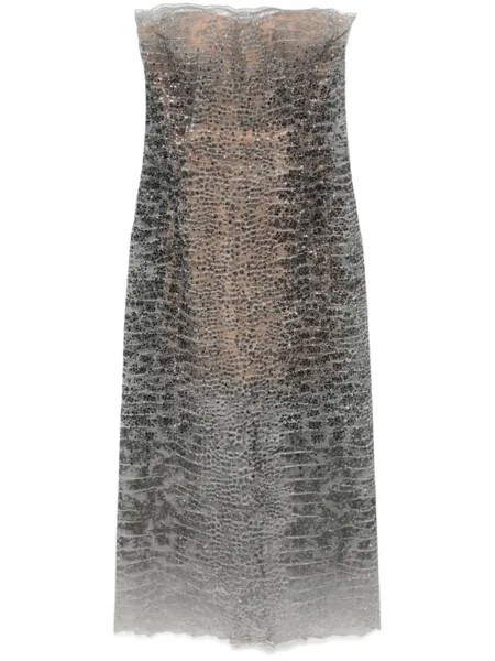Ermanno Scervino платье с эффектом змеиной кожи, серый