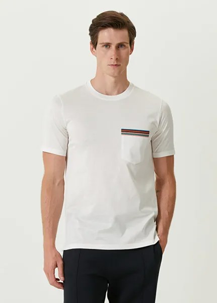 Белая футболка с круглым вырезом и карманом Paul Smith