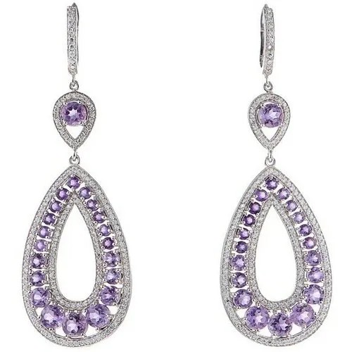 Серьги ELEMENT47, серебро, 925 проба, циркон, аметист