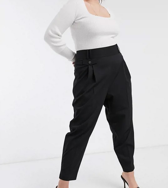 Свободные брюки с завышенной талией ASOS DESIGN Curve-Черный цвет