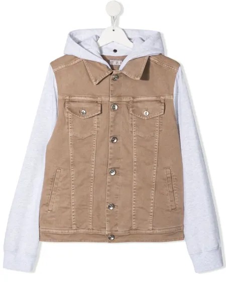 Brunello Cucinelli Kids джинсовая куртка с капюшоном