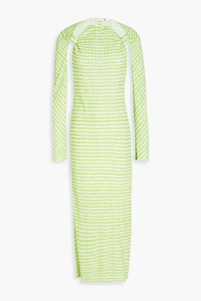 Платье миди Nodi из эластичного джерси с вырезами в мелкую клетку Jacquemus, светло-зеленый