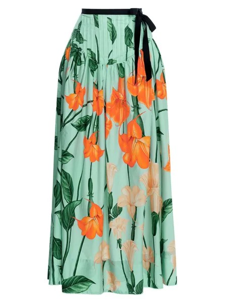Curandera Alchachofa Sabanero Дорадо Хлопковая макси-юбка с цветочным принтом Agua by Agua Bendita, разноцветный