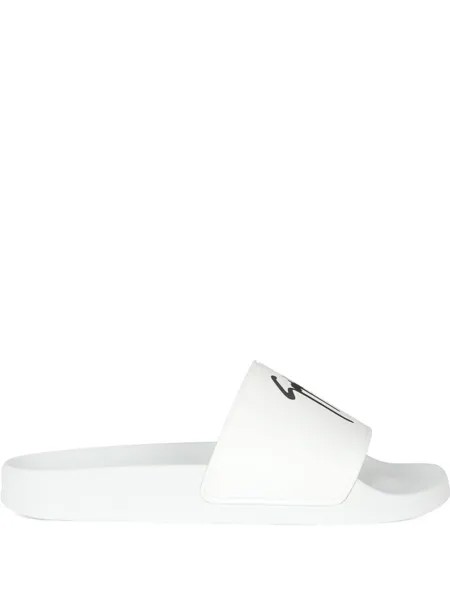 Giuseppe Zanotti шлепанцы Brett с логотипом, белый