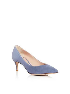 Женские кожаные туфли-лодочки GIORGIO ARMANI светло-голубого цвета на каблуке-рюмочке без шнуровки 38,5