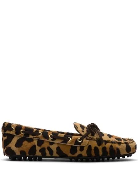 Car Shoe фактурные лоферы с принтом Animalier, коричневый