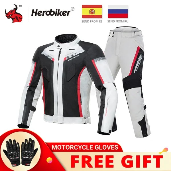 Мужская мотоциклетная куртка HEROBIKER, ветрозащитная Защитная куртка для езды на мотоцикле, Зимний водонепроницаемый костюм для мотокросса, M-3XL