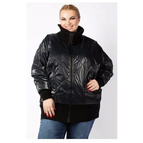 Куртка женская больших размеров демисезонная зимняя короткая непромокаемая большие размеры Артесса цвет: темно-синий 48-50