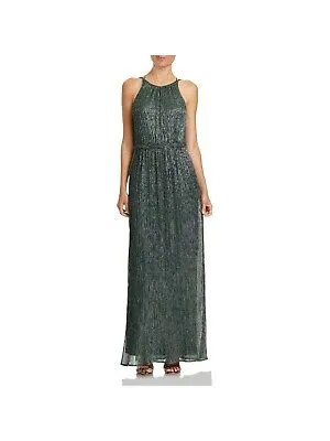 Женское зеленое вечернее платье без рукавов HALSTON с плетеной талией и ремешками сзади на подкладке 2