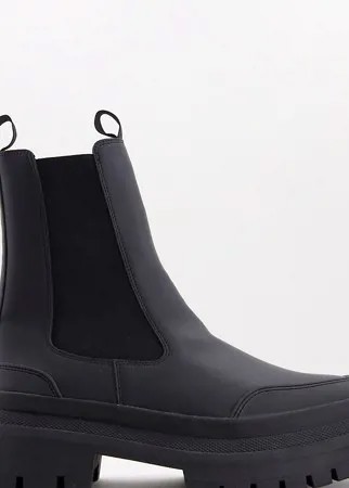 Черные ботинки челси из искусственной кожи на массивной подошве ASOS DESIGN-Черный цвет