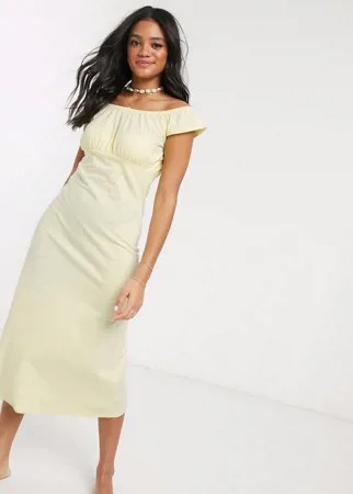 Сарафан миди лимонного цвета с открытыми плечами ASOS DESIGN-Желтый