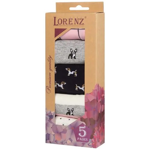 Носки LorenzLine, 5 пар, размер 23 (36-37), серый, розовый, черный