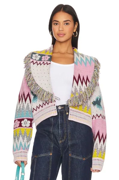 Кардиган Hayley Menzies Merino Jacquard Fringe Collar Bomber, цвет Charming Birds Fair Isle