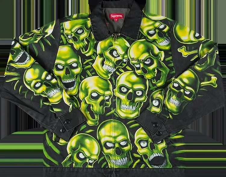 Куртка Supreme Skull Pile Work Jacket 'Green', зеленый