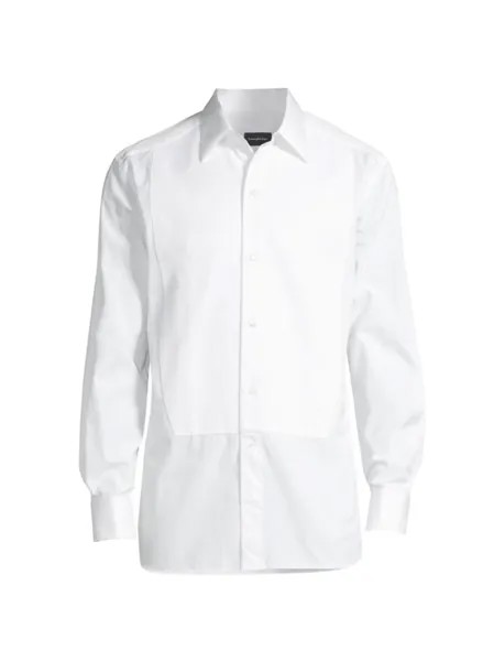 Рубашка-смокинг с нагрудником из пике ZEGNA, белый