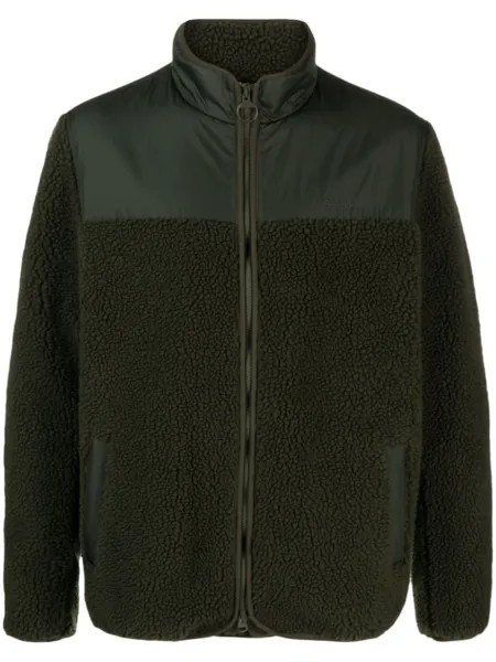 Barbour куртка на молнии с вышитым логотипом, зеленый