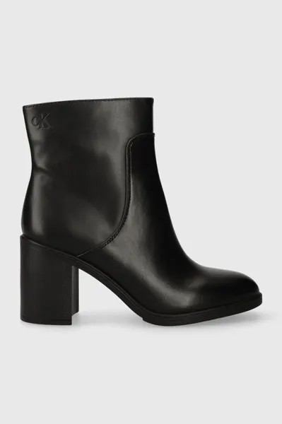 Кожаные ботильоны MID BLOCK HEEL BOOT LTH WN Calvin Klein Jeans, черный