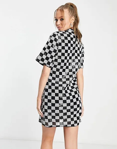 Однотонное платье мини с клетчатыми пайетками Vero Moda