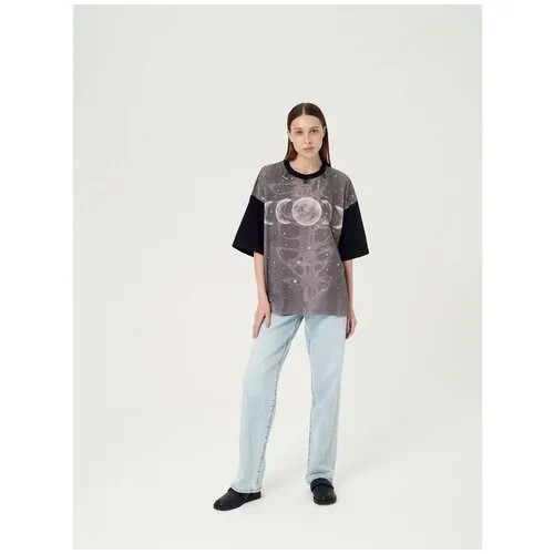 Футболка с принтом oversize, Майка летняя женская удлиненная, Casual футболка