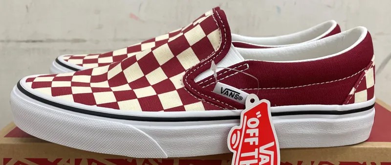 Большие детские и мужские кроссовки Vans Classic Slip-On Rumba Red/True White