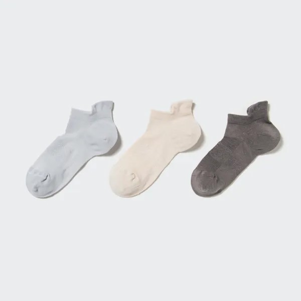 Короткие носки (3 пары/спортивные) UNIQLO, светло-серый