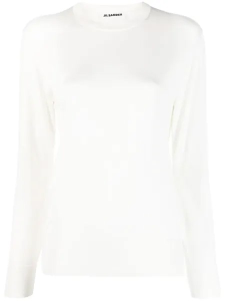 Джемпер с круглым вырезом Jil Sander, белый