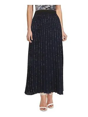ADRIANNA PAPELL Женская темно-синяя коктейльная плиссированная юбка без застежек чайной длины 4