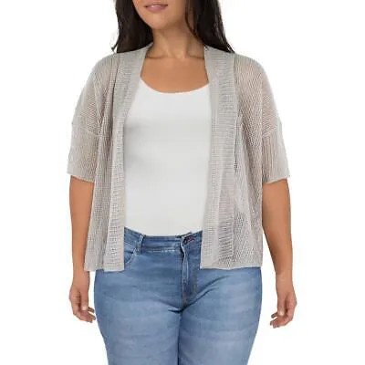 Eileen Fisher Womens Tan Linen Open Stitch Cardigan Top Blouse Plus 2X BHFO 6131