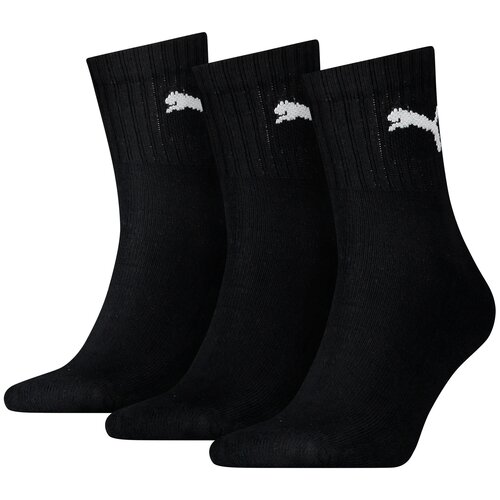 Носки PUMA PUMA SHORT CREW 3P UNISEX, комплект, 3 пары, размер 43-46, black
